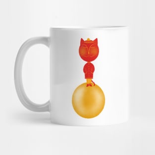 Japanese cat on golden sphere - version 2 Mug